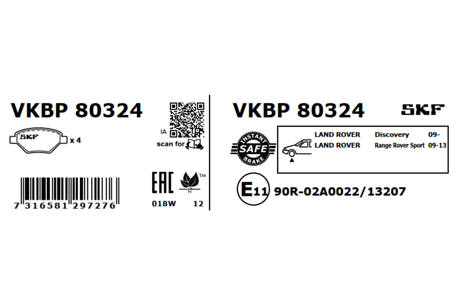 SKF VKBP 80324 Bremsbelagsatz, Scheibenbremse